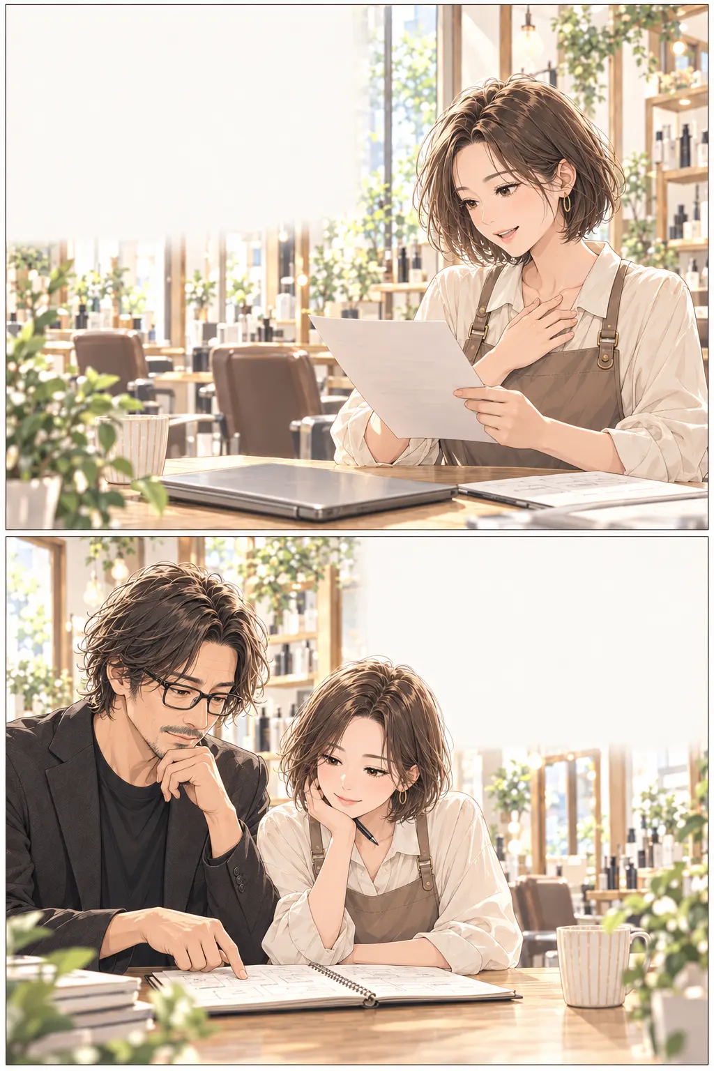 最後は自分で確かめるを描く上下2コマの漫画